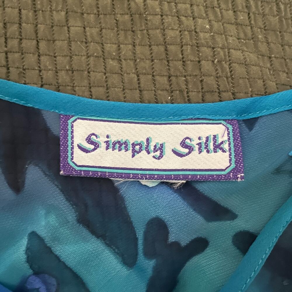 Simply Silk Blue Floral Mermaid Medium Abstract Blue Green Tropical Poncho - Picture 9 of 9